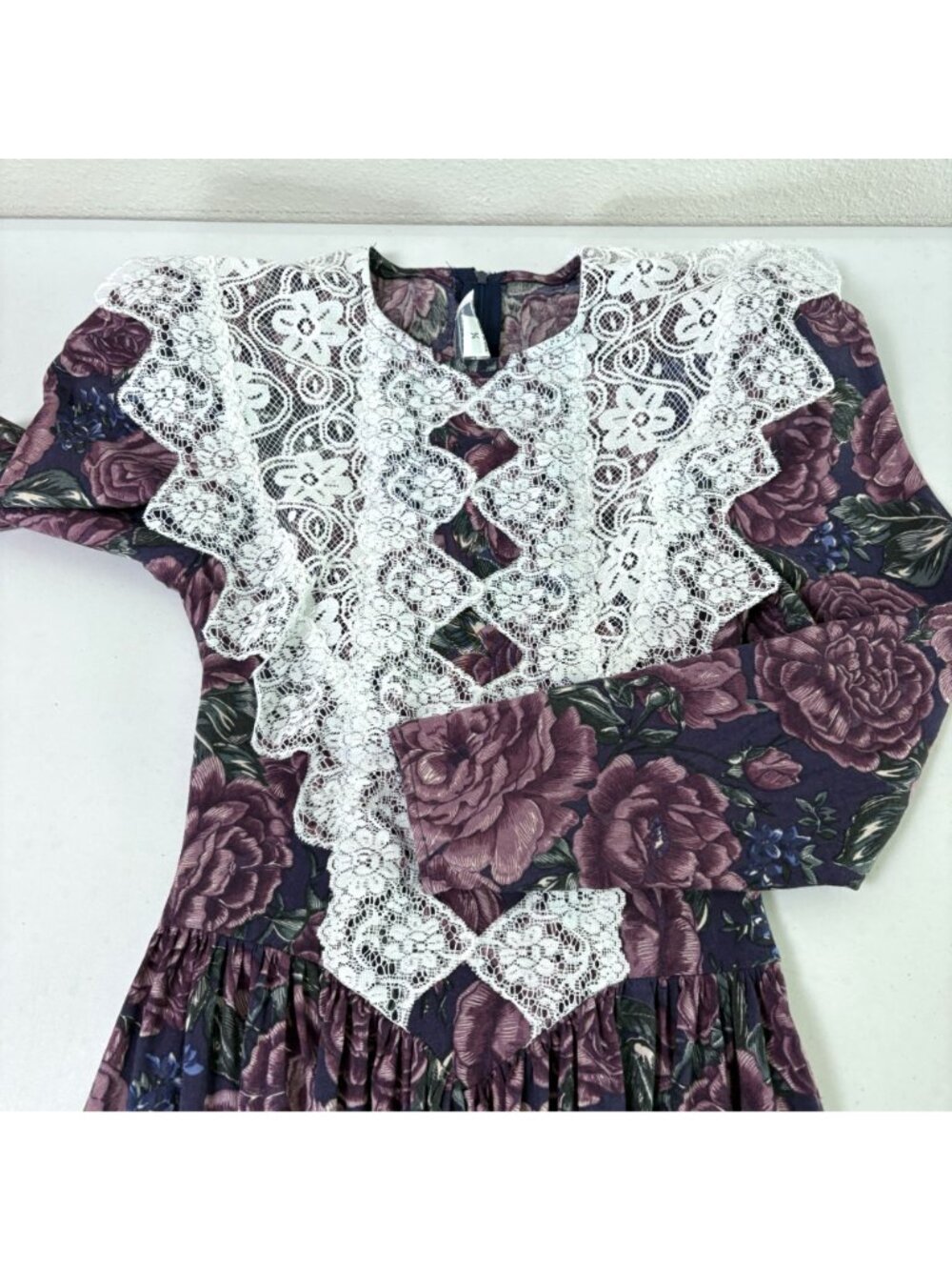 Vintage Jessica McClintock Gunne Sax Dress Size 3 4 Floral Lace Trim Cottage - Picture 13 of 13